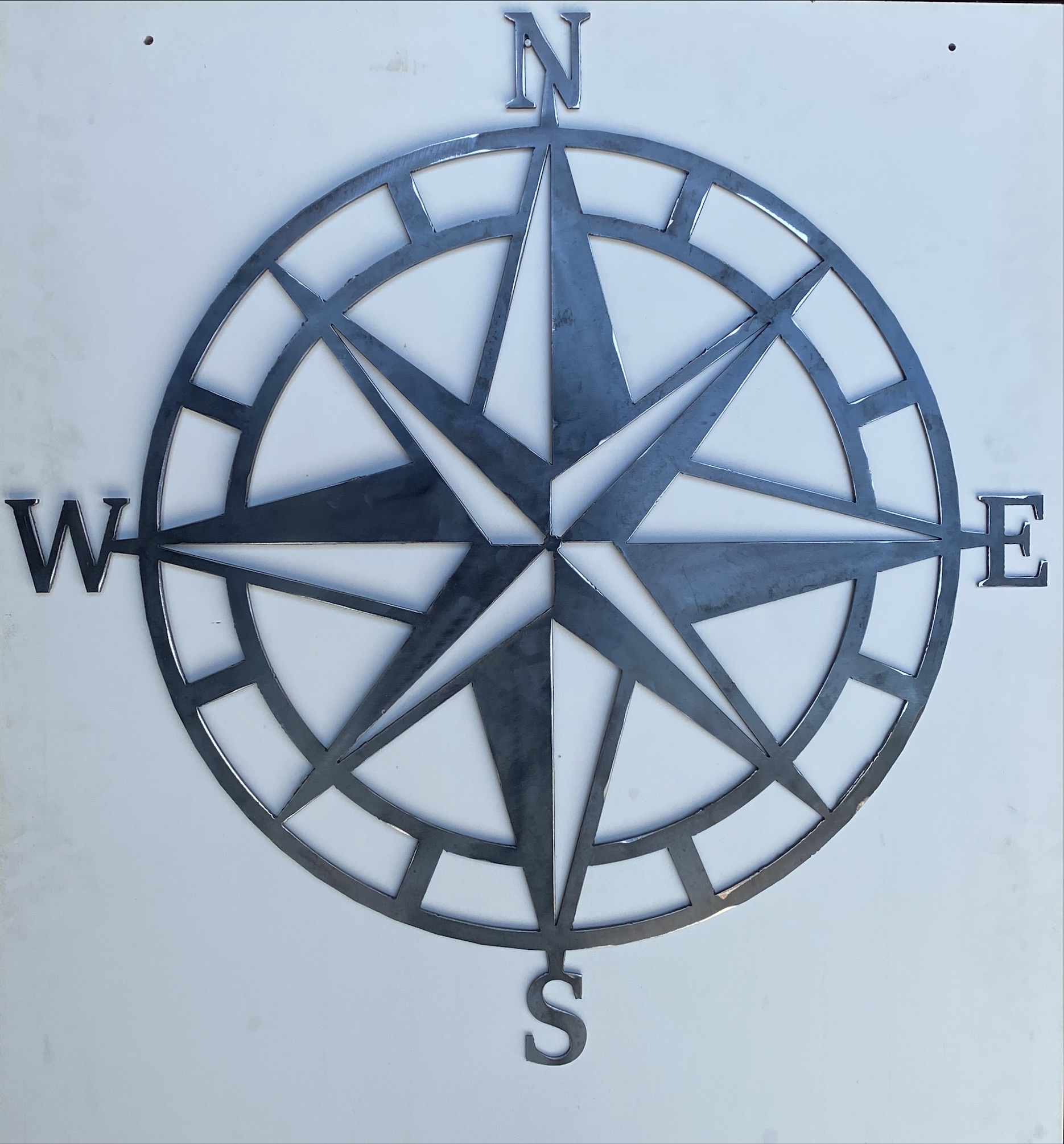 Compass Wall Art 580 x 580mm 2mm Mild Steel Compass Wall Art 580 x