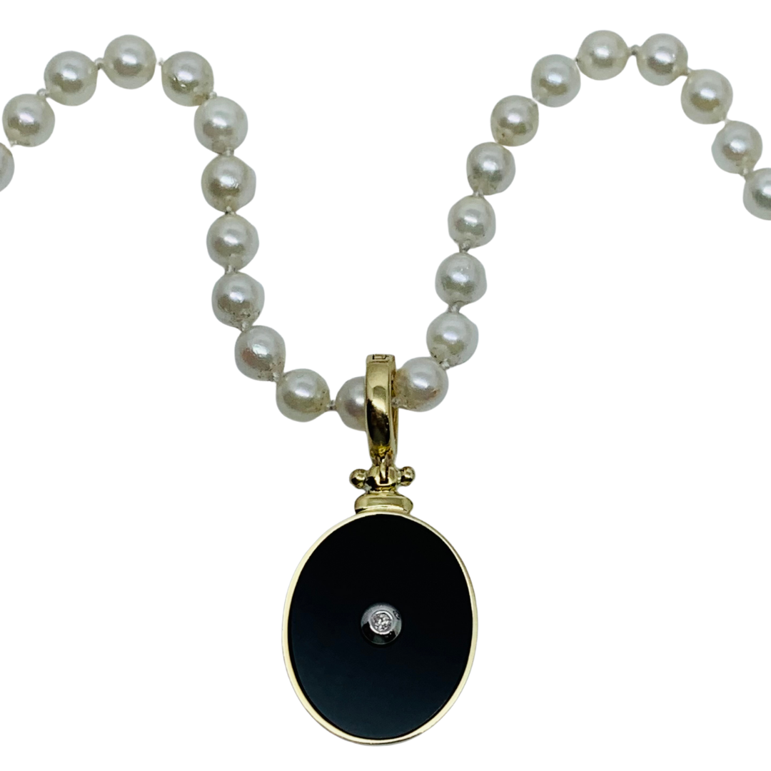 Art Deco Black Onyx & Diamond Enhancer in 9ct Yellow Gold Archer